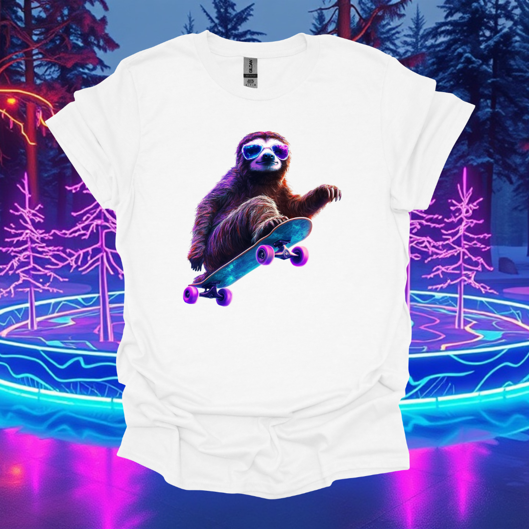 Skateboarding Sloth Unisex T-Shirt – Fun & Comfy Graphic Tee for Animal Lovers