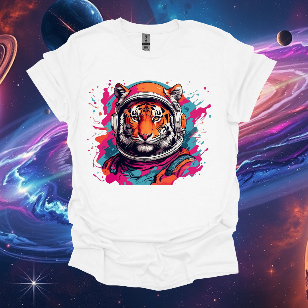 Cosmic Tiger Graphic T-Shirt | Unisex Space-Themed Apparel