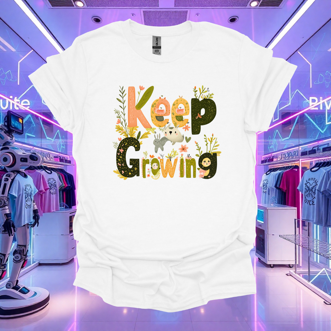 Keep Growing Unisex Softstyle T-Shirt - Inspirational Floral Tee for Personal Growth