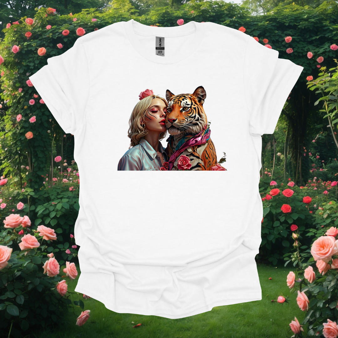 Vibrant Art Tiger & Woman Unisex Softstyle T-Shirt - Perfect for Animal Lovers and Bohemian Vibes