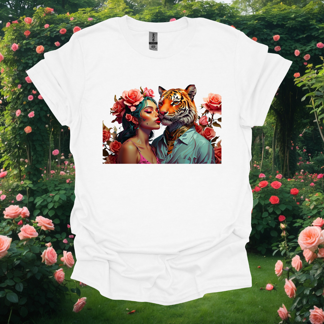 Rose Love T-Shirt - Floral & Tiger Design