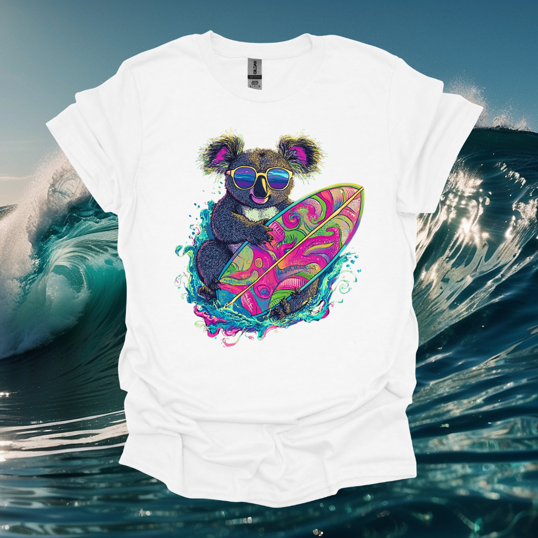 Surfing Koala Unisex Softstyle T-Shirt - Perfect for Beach Lovers