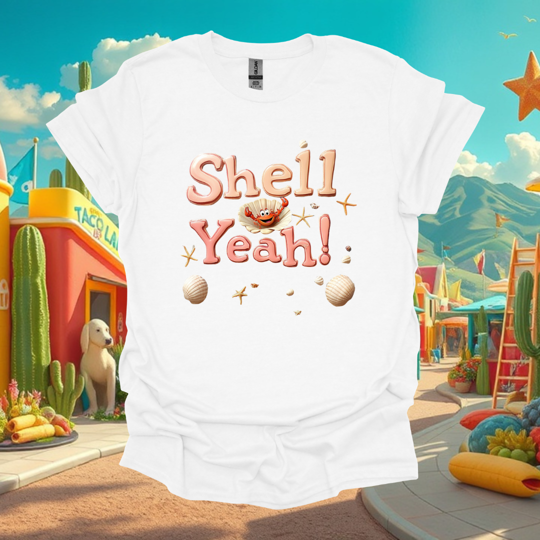 Shell Yea - Unisex Softstyle T-Shirt - "Shell Yeah!" Beach Vibes Graphic Tee