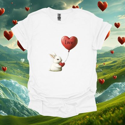 Cute Bunny Love Balloon Unisex Softstyle T-Shirt