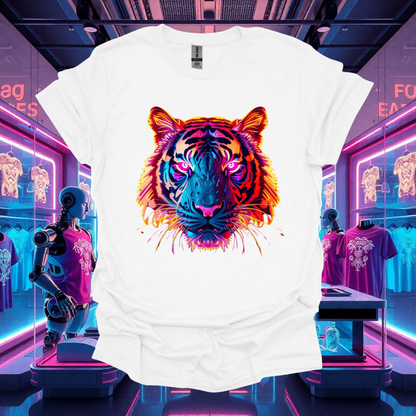 Vibrant Tiger Graphic Unisex T-Shirt - Bold Colorful Design for Animal Lovers