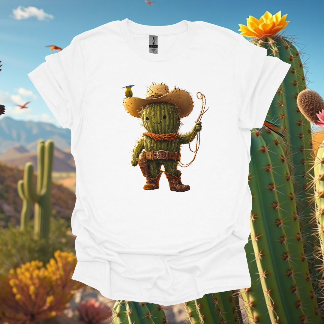 Adorable Cactus Cowboy Unisex Softstyle T-Shirt - Perfect for Festivals & Casual Wear