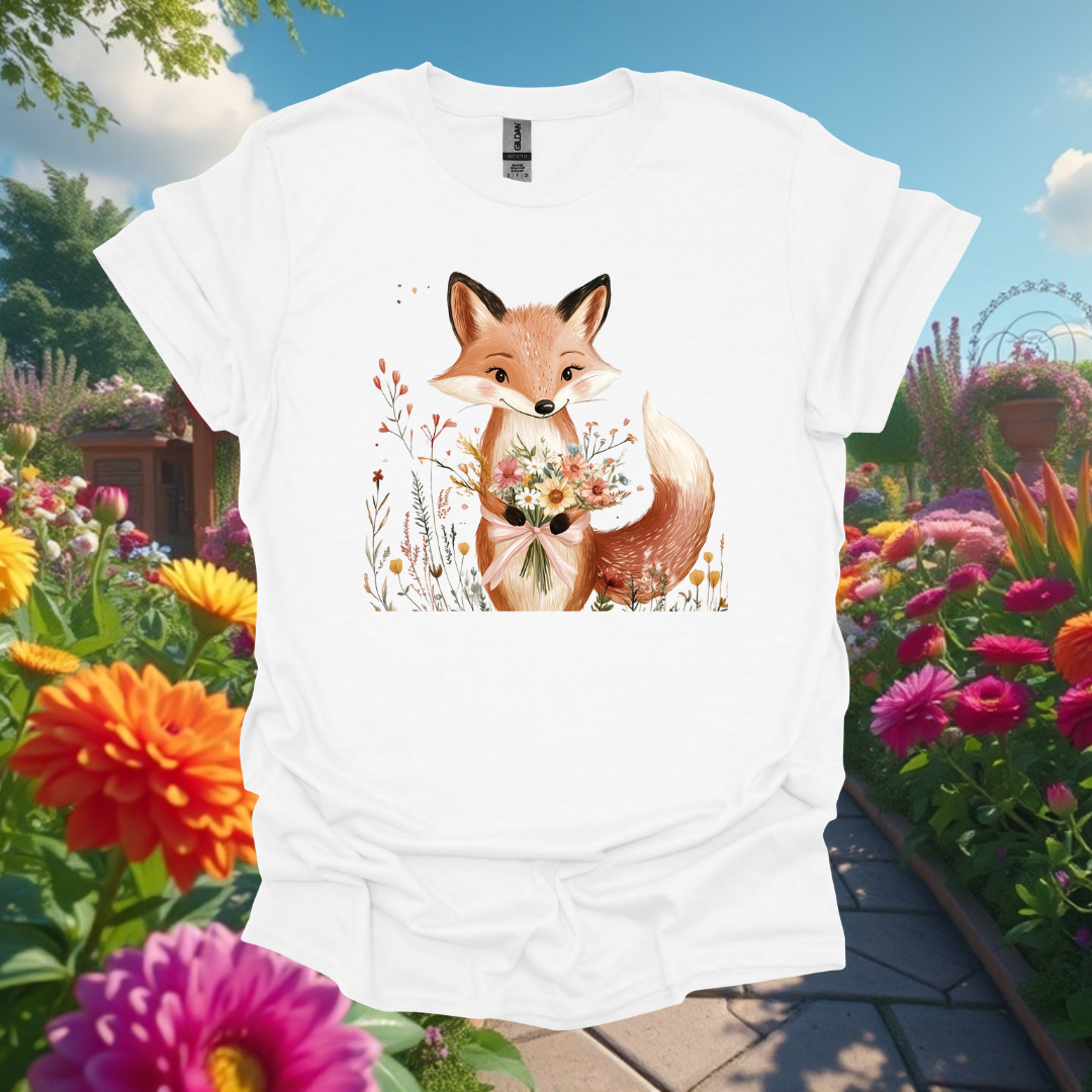 Kind Fox Floral Unisex T-Shirt - Softstyle Nature Tee