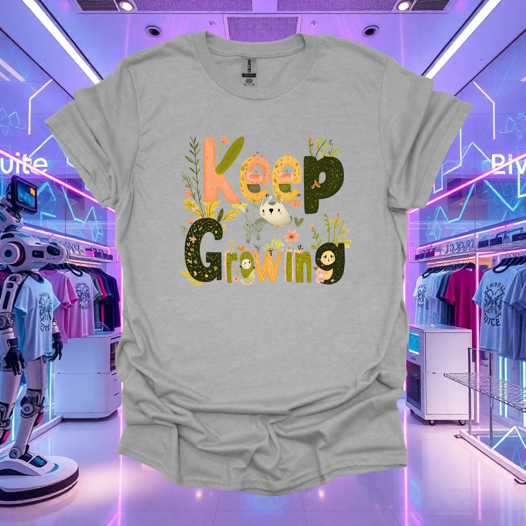 Keep Growing Unisex Softstyle T-Shirt - Inspirational Floral Tee for Personal Growth