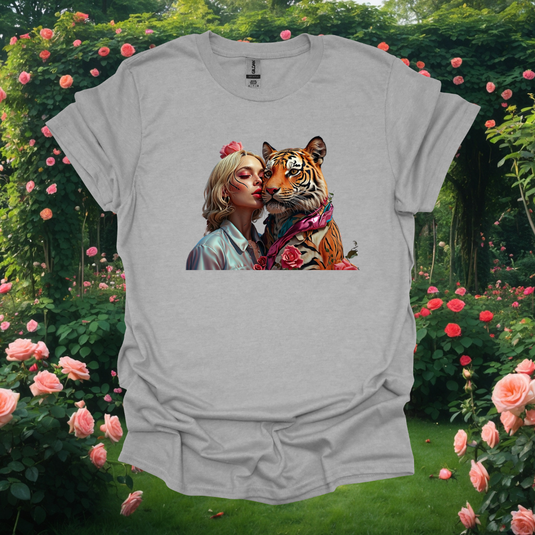 Vibrant Art Tiger & Woman Unisex Softstyle T-Shirt - Perfect for Animal Lovers and Bohemian Vibes