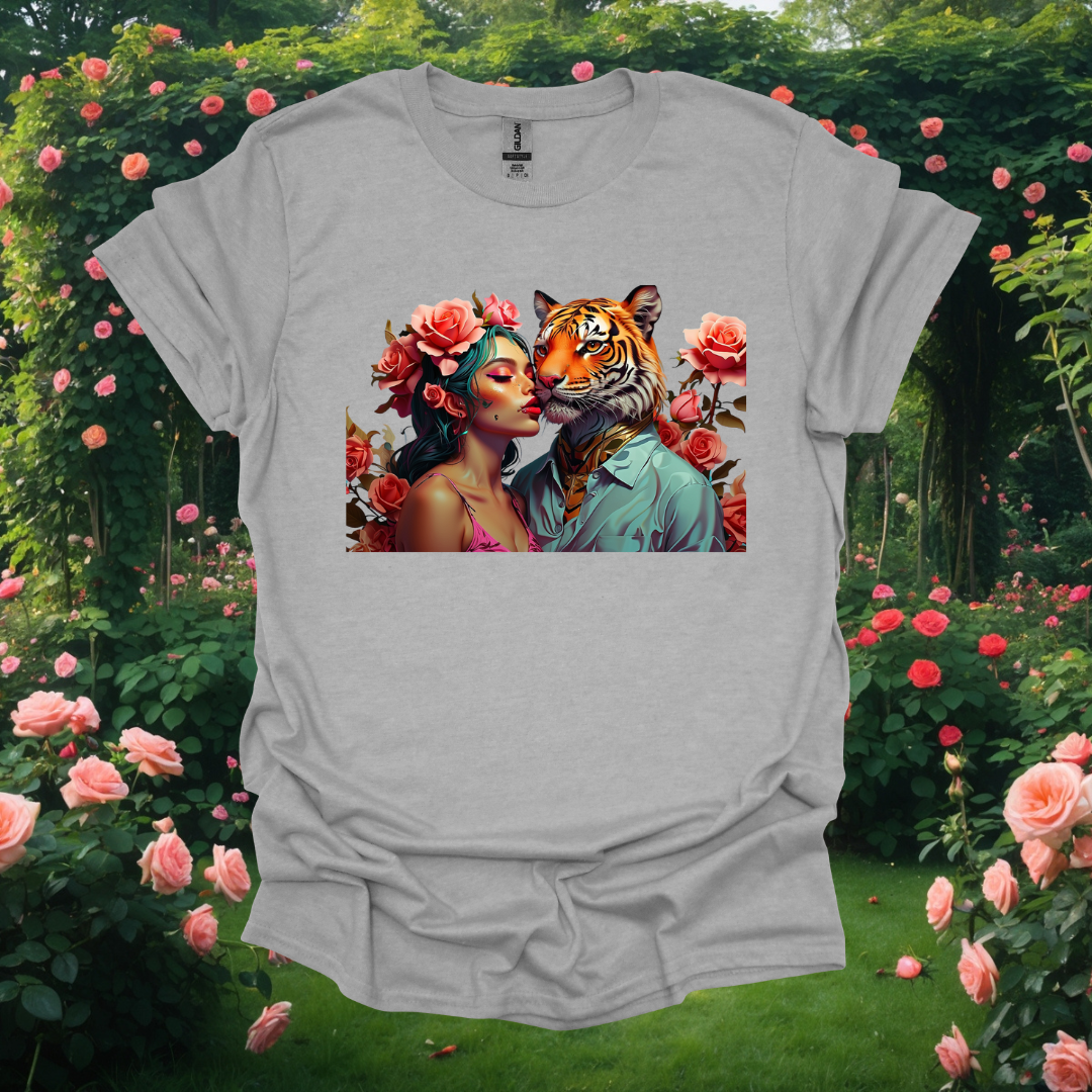 Rose Love T-Shirt - Floral & Tiger Design