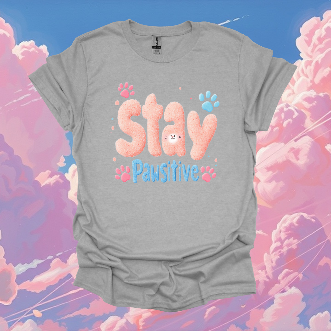 Stay Pawsitive Unisex Softstyle T-Shirt - Cute Pet Lover Tee