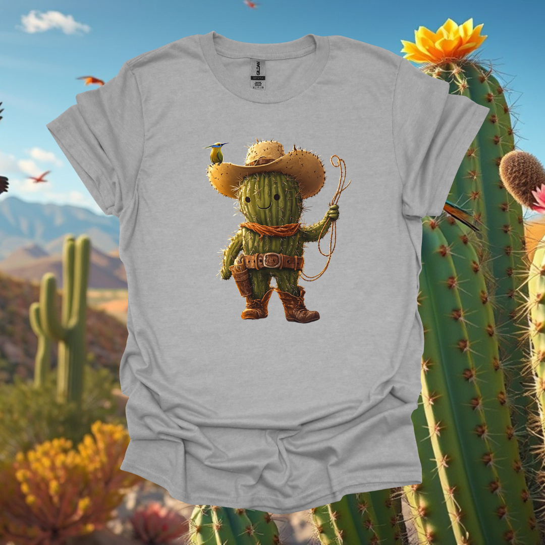 Adorable Cactus Cowboy Unisex Softstyle T-Shirt - Perfect for Festivals & Casual Wear