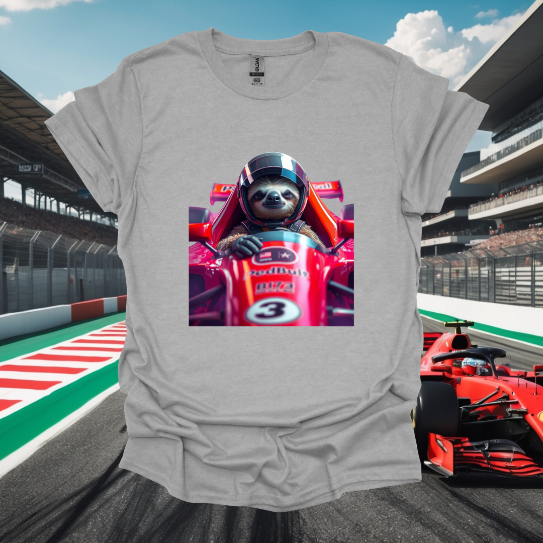 Formula 1 Sloth Racing Unisex T-Shirt – Softstyle Tee for Animal Lovers