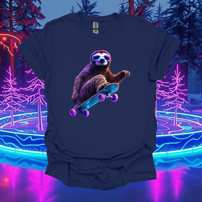 Skateboarding Sloth Unisex T-Shirt – Fun & Comfy Graphic Tee for Animal Lovers