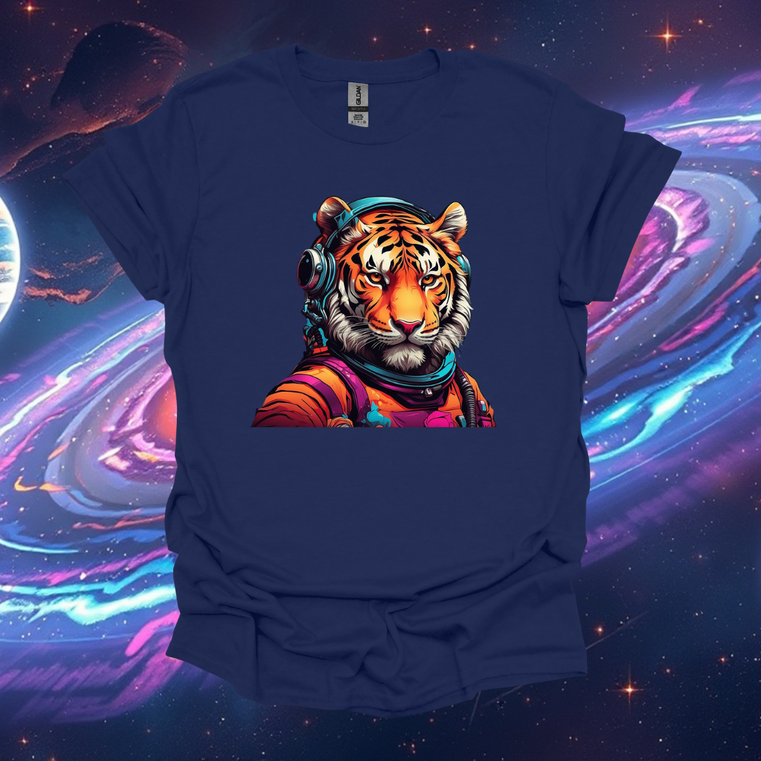 Cosmic Tiger Unisex Softstyle T-Shirt - Vibrant Astronaut Design