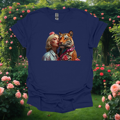 Vibrant Art Tiger & Woman Unisex Softstyle T-Shirt - Perfect for Animal Lovers and Bohemian Vibes