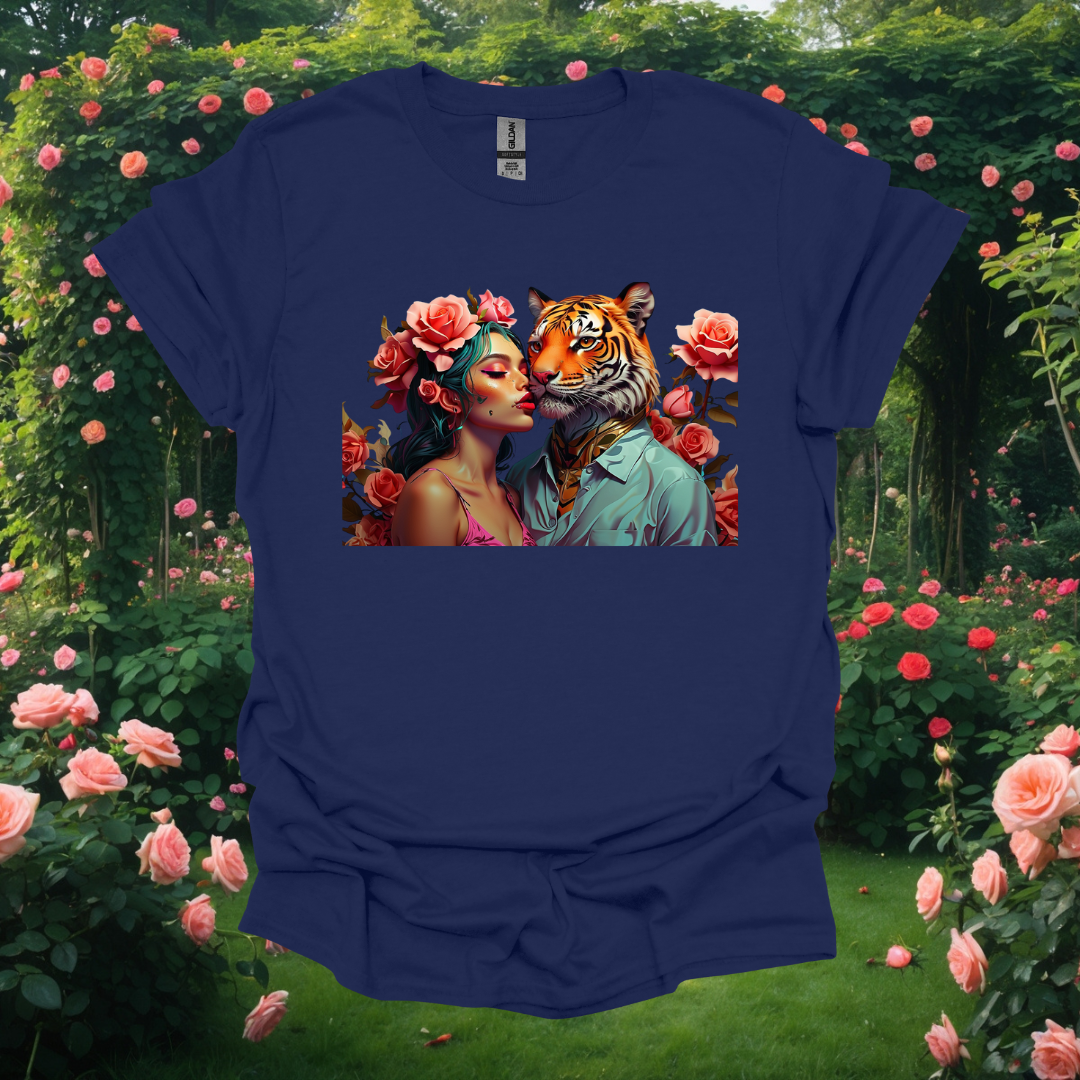 Rose Love T-Shirt - Floral & Tiger Design