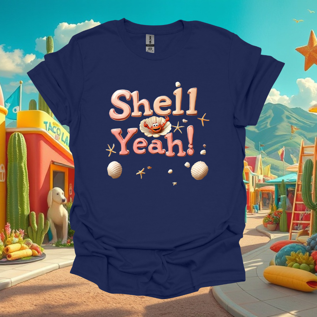 Shell Yea - Unisex Softstyle T-Shirt - "Shell Yeah!" Beach Vibes Graphic Tee