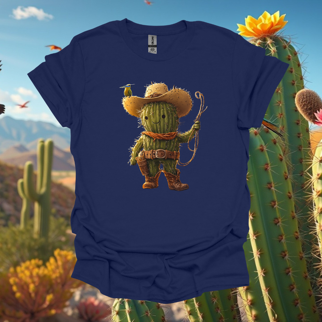 Adorable Cactus Cowboy Unisex Softstyle T-Shirt - Perfect for Festivals & Casual Wear