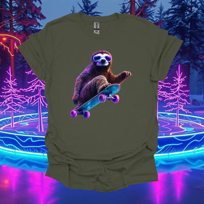 Skateboarding Sloth Unisex T-Shirt – Fun & Comfy Graphic Tee for Animal Lovers