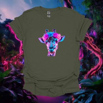 Colorful Giraffe Floral Unisex T-Shirt - Perfect for Nature Lovers