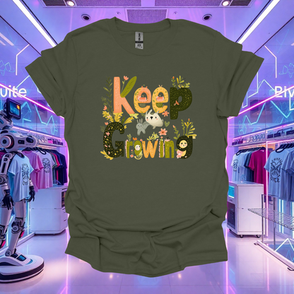 Keep Growing Unisex Softstyle T-Shirt - Inspirational Floral Tee for Personal Growth