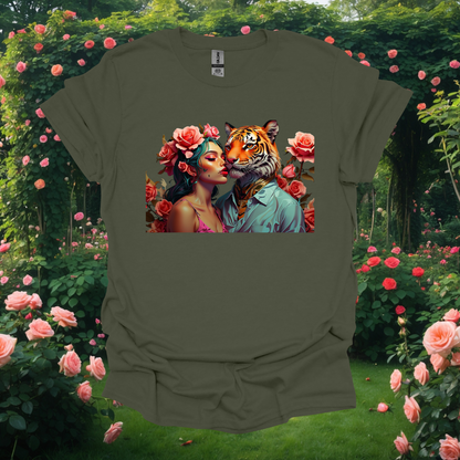 Rose Love T-Shirt - Floral & Tiger Design