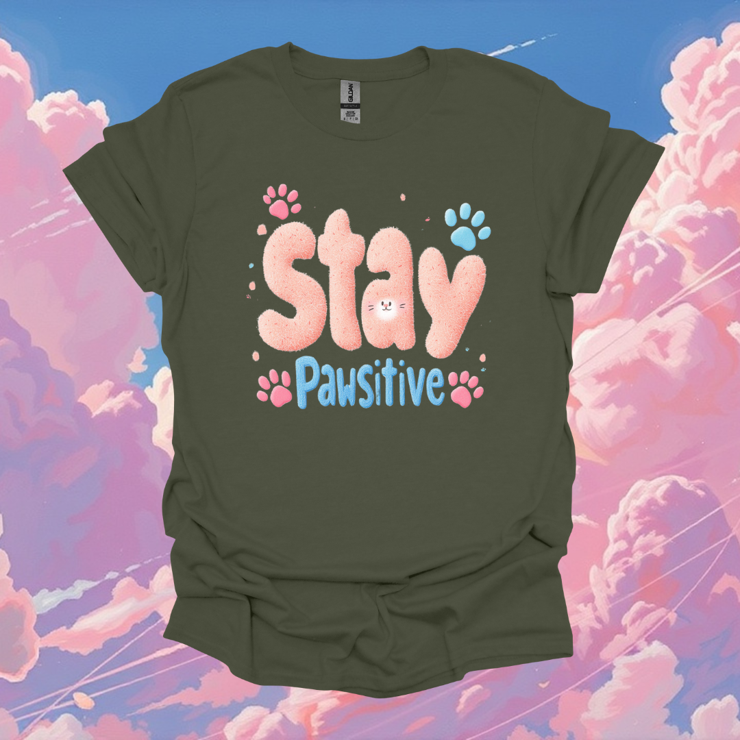 Stay Pawsitive Unisex Softstyle T-Shirt - Cute Pet Lover Tee