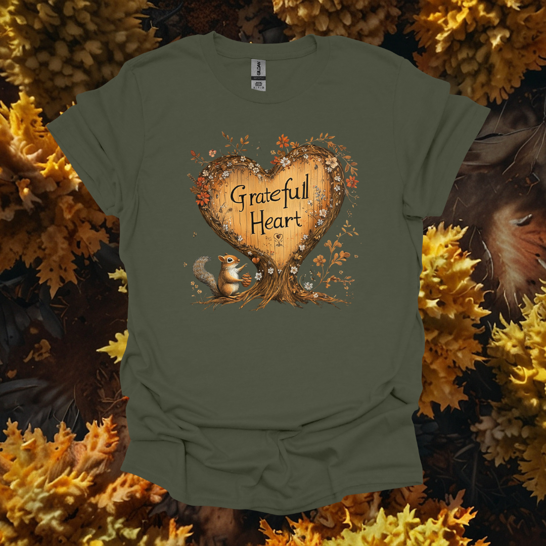 Grateful Heart Unisex Softstyle T-Shirt - Fall Vibe Tee for Nature Lovers