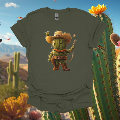 Adorable Cactus Cowboy Unisex Softstyle T-Shirt - Perfect for Festivals & Casual Wear