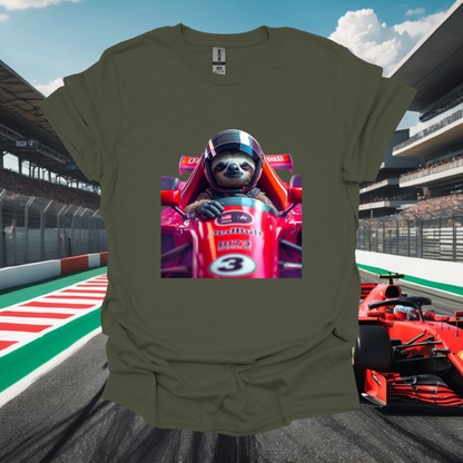 Formula 1 Sloth Racing Unisex T-Shirt – Softstyle Tee for Animal Lovers