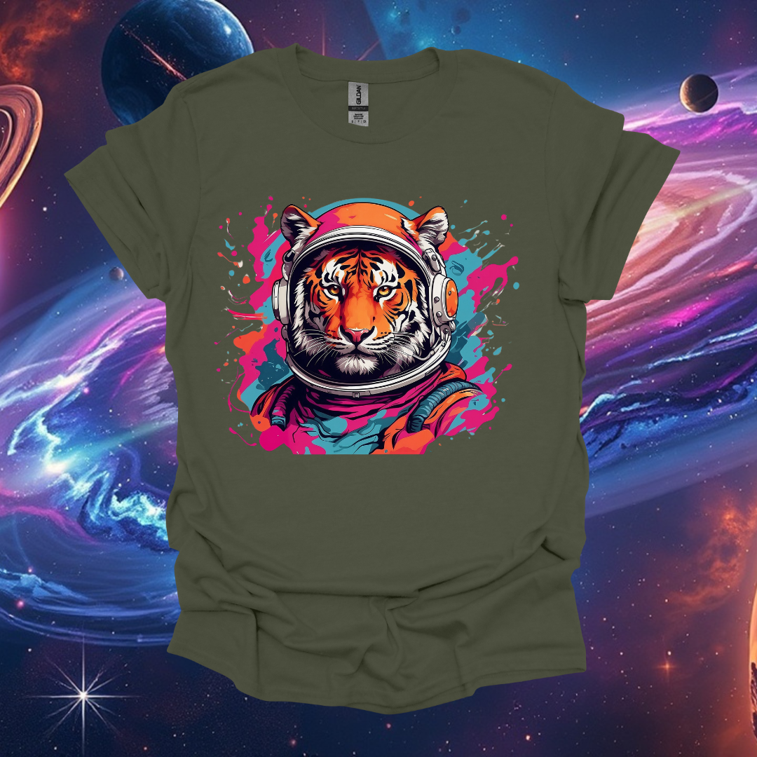 Cosmic Tiger Graphic T-Shirt | Unisex Space-Themed Apparel