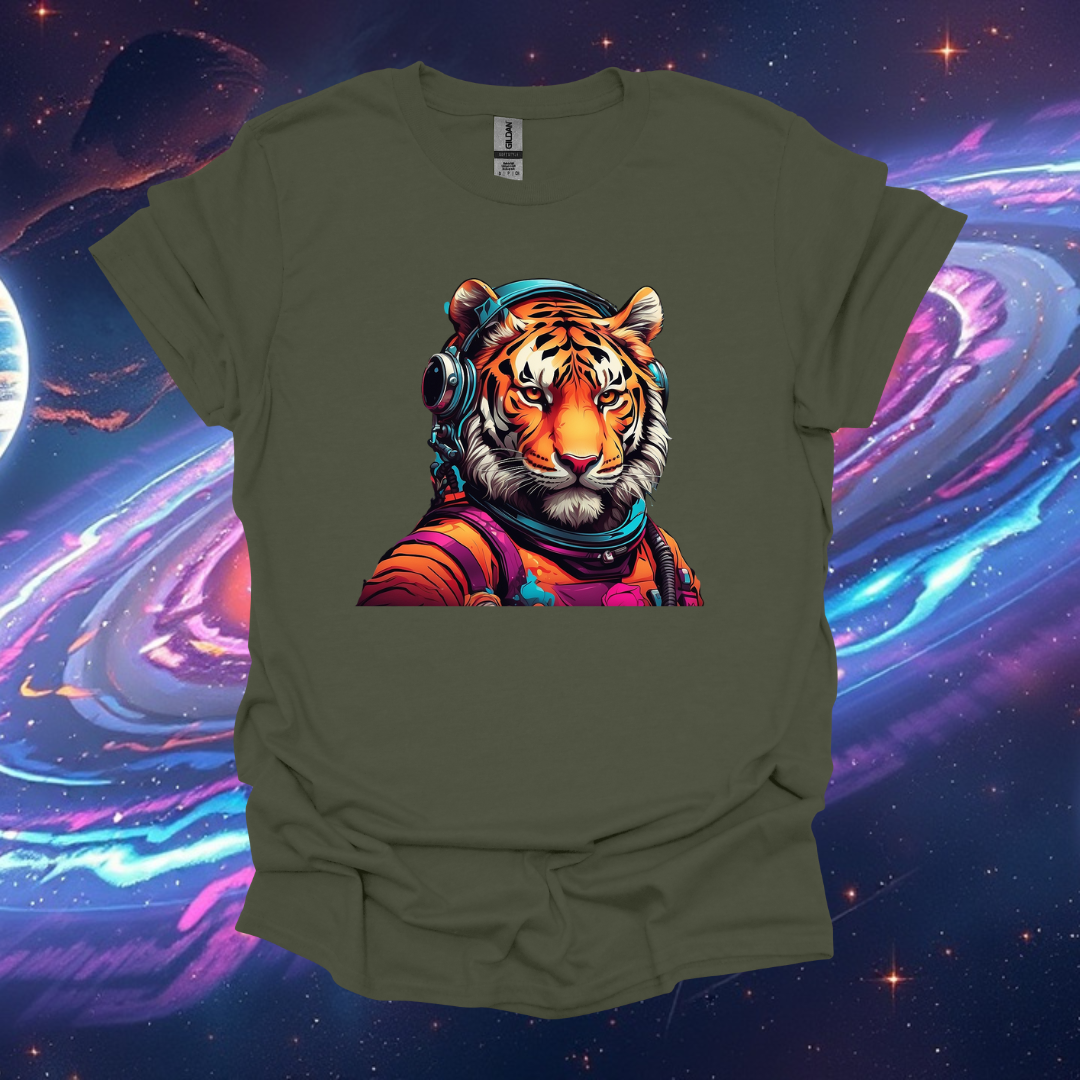 Cosmic Tiger Unisex Softstyle T-Shirt - Vibrant Astronaut Design