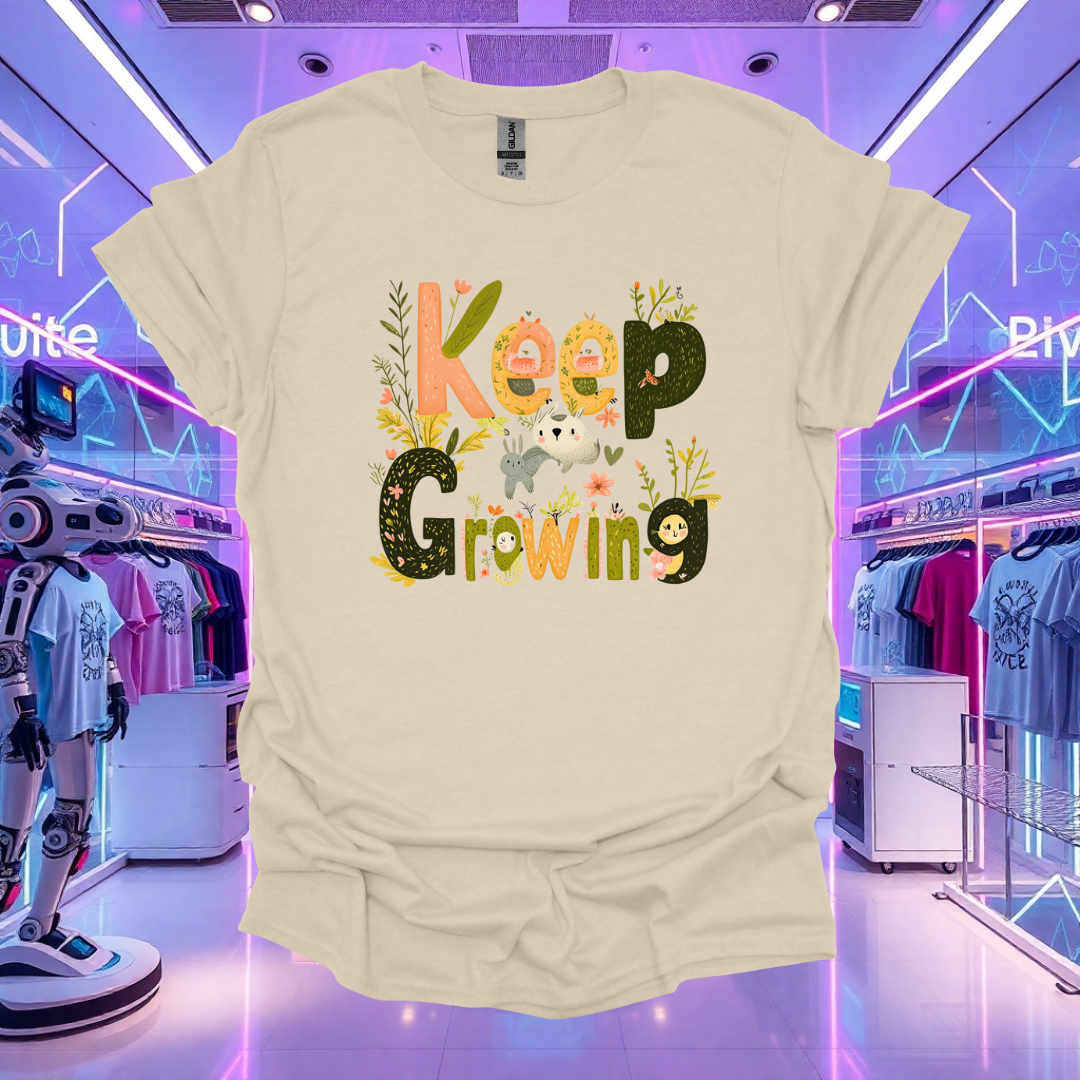 Keep Growing Unisex Softstyle T-Shirt - Inspirational Floral Tee for Personal Growth