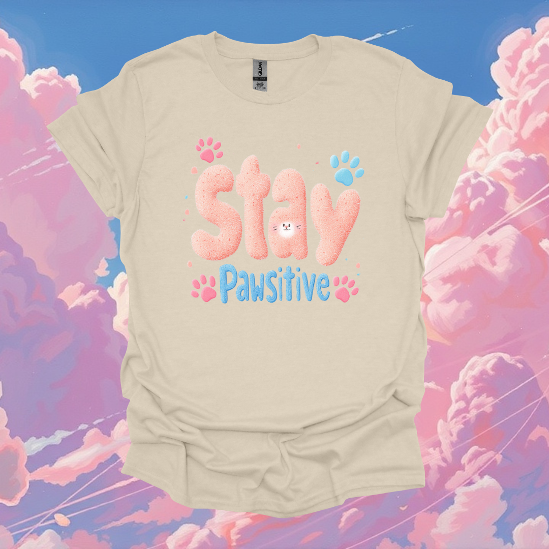 Stay Pawsitive Unisex Softstyle T-Shirt - Cute Pet Lover Tee