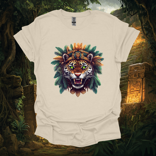 Mayan Jaguar Graphic Unisex Softstyle T-Shirt - Vibrant Jungle Art Tee