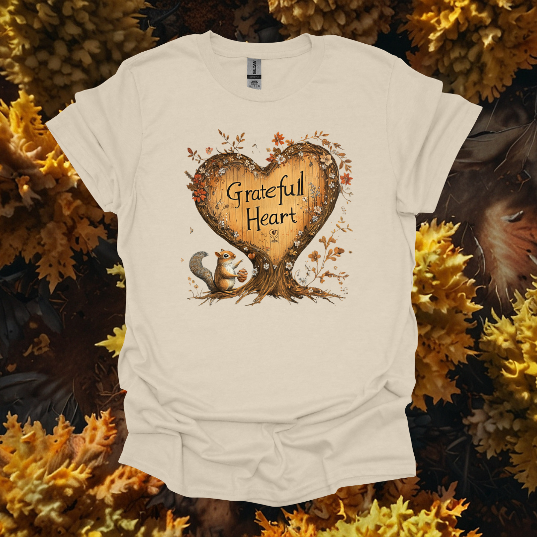 Grateful Heart Unisex Softstyle T-Shirt - Fall Vibe Tee for Nature Lovers