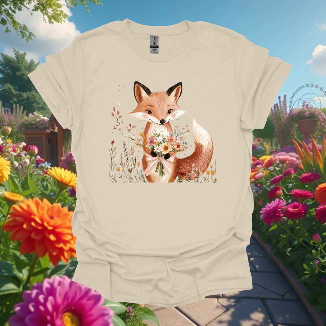 Kind Fox Floral Unisex T-Shirt - Softstyle Nature Tee