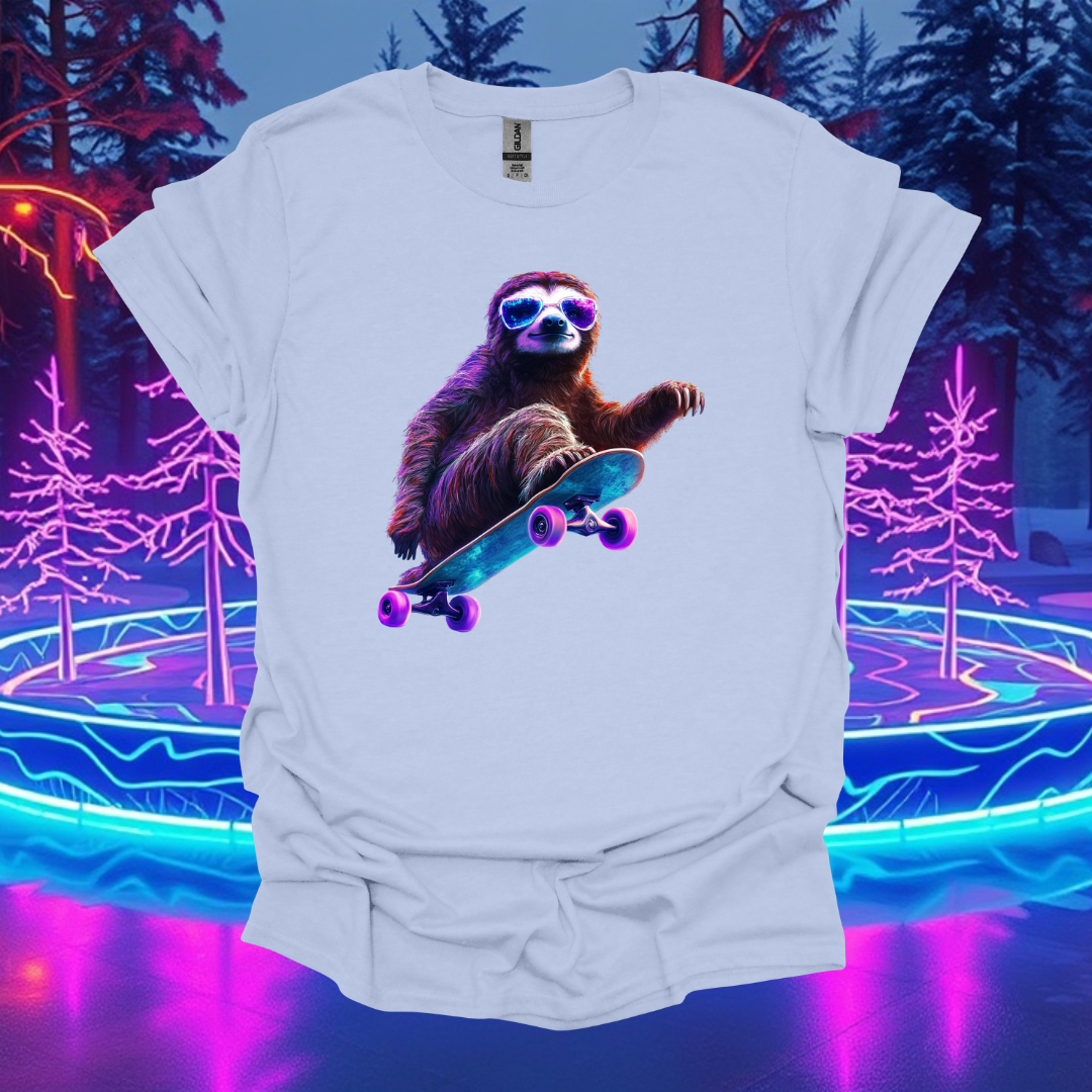 Skateboarding Sloth Unisex T-Shirt – Fun & Comfy Graphic Tee for Animal Lovers