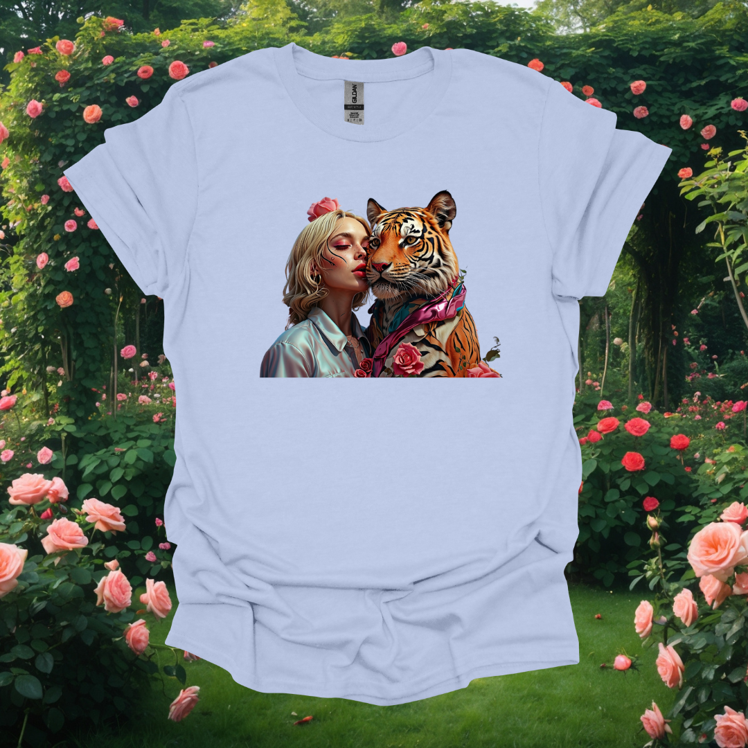 Vibrant Art Tiger & Woman Unisex Softstyle T-Shirt - Perfect for Animal Lovers and Bohemian Vibes