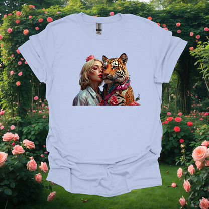 Vibrant Art Tiger & Woman Unisex Softstyle T-Shirt - Perfect for Animal Lovers and Bohemian Vibes