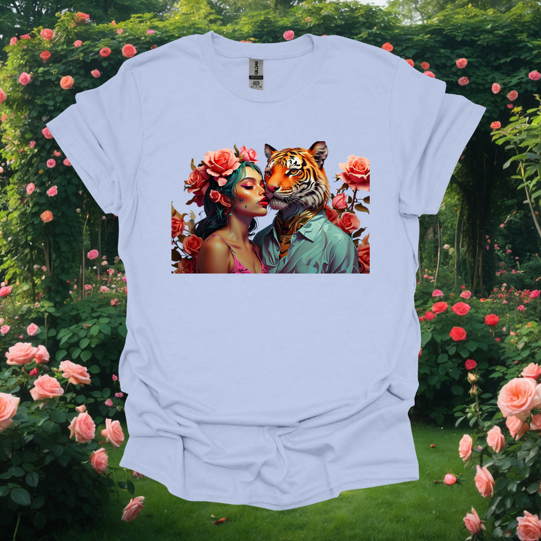 Rose Love T-Shirt - Floral & Tiger Design