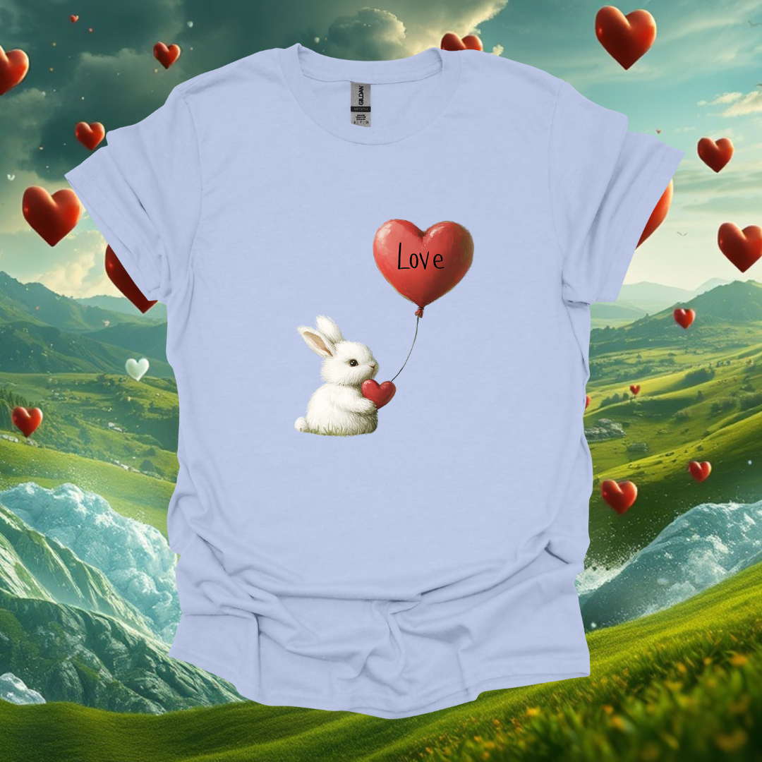 Cute Bunny Love Balloon Unisex Softstyle T-Shirt