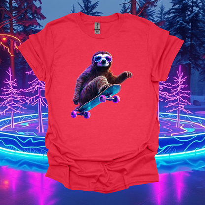 Skateboarding Sloth Unisex T-Shirt – Fun & Comfy Graphic Tee for Animal Lovers