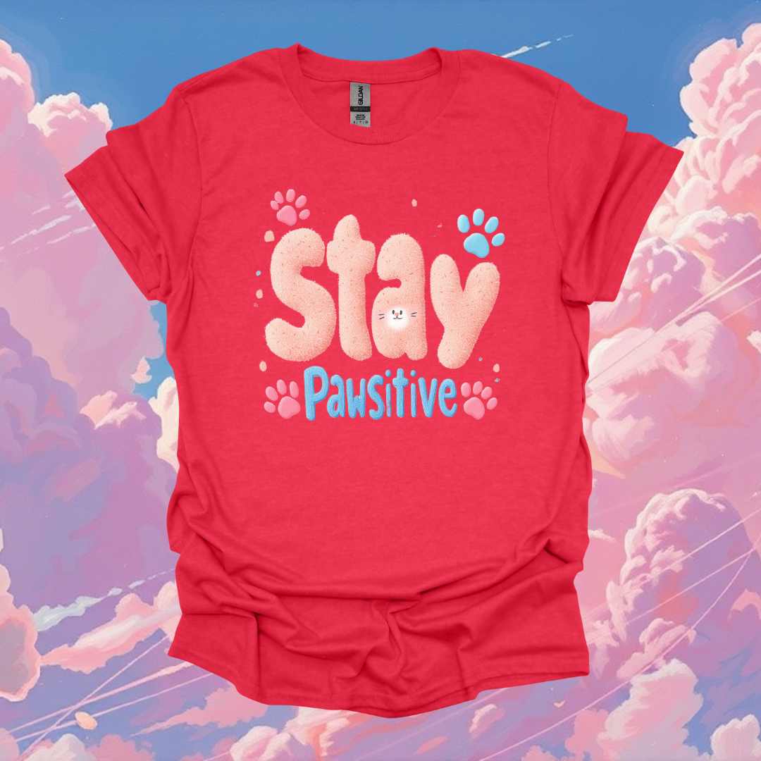 Stay Pawsitive Unisex Softstyle T-Shirt - Cute Pet Lover Tee