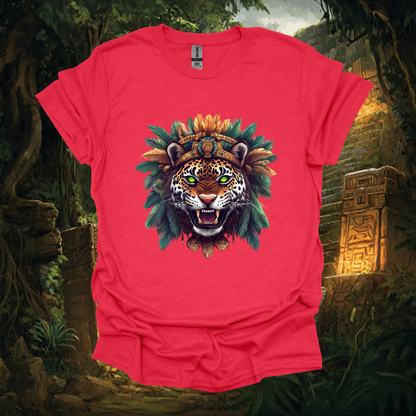 Mayan Jaguar Graphic Unisex Softstyle T-Shirt - Vibrant Jungle Art Tee