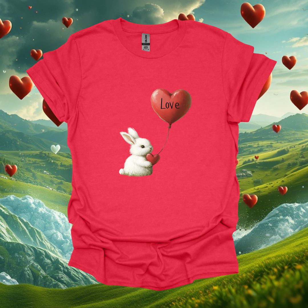 Cute Bunny Love Balloon Unisex Softstyle T-Shirt