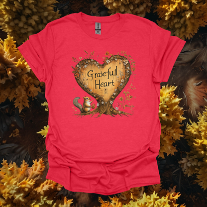 Grateful Heart Unisex Softstyle T-Shirt - Fall Vibe Tee for Nature Lovers