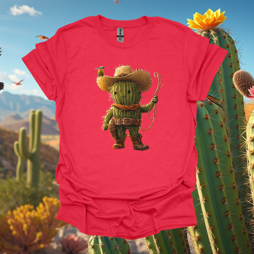 Adorable Cactus Cowboy Unisex Softstyle T-Shirt - Perfect for Festivals & Casual Wear