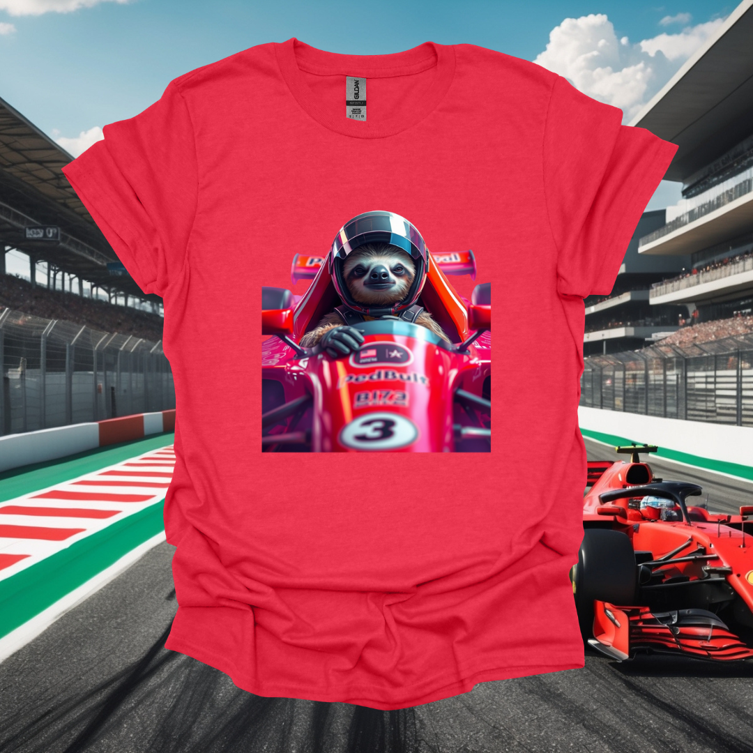 Formula 1 Sloth Racing Unisex T-Shirt – Softstyle Tee for Animal Lovers